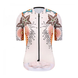 MONTON Cyklistický dres s krátkym rukávom - BLOOMS LADY - oranžová/viacfarebná XL