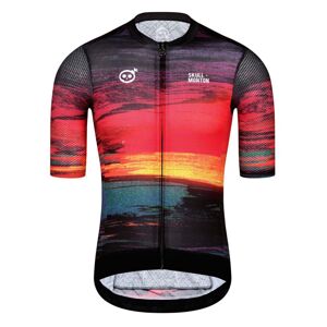 MONTON Cyklistický dres s krátkym rukávom - SKULL SUNSET - červená/čierna S