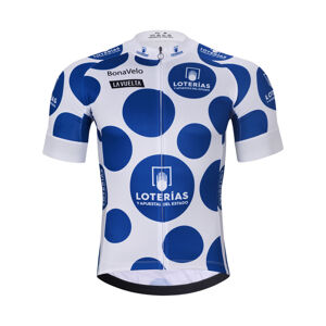 BONAVELO Cyklistický dres s krátkym rukávom - LA VUELTA - biela/modrá XL