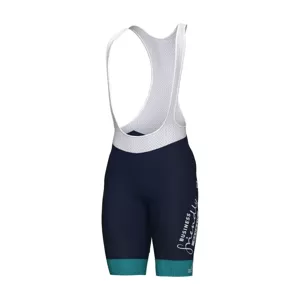 ALÉ Cyklistické nohavice krátke s trakmi - BAHRAIN VICTORIOUS 2024 - modrá/biela XL