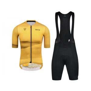 MONTON Cyklistický krátky dres a krátke nohavice - DESERT - biela/čierna/žltá