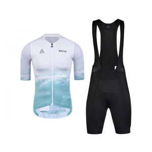 MONTON Cyklistický krátky dres a krátke nohavice - BEACH  - modrá/biela/čierna