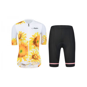 MONTON Cyklistický krátky dres a krátke nohavice - SUNFLOWER LADY - čierna/žltá/biela