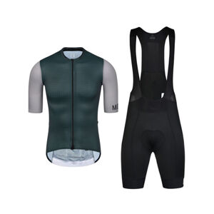 MONTON Cyklistický krátky dres a krátke nohavice - CHECHEN - zelená/čierna