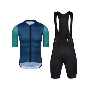 MONTON Cyklistický krátky dres a krátke nohavice - CHECHEN - čierna/zelená
